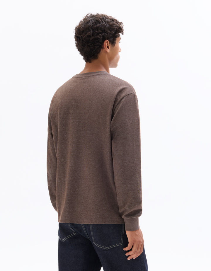Relaxed long-sleeved cotton blend T-shirt
