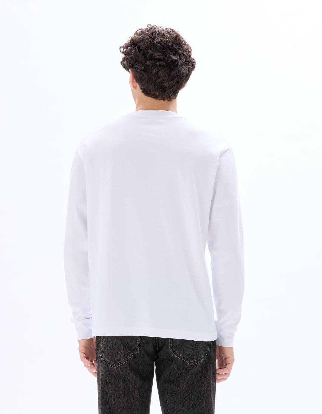 Relaxed long-sleeved cotton blend T-shirt