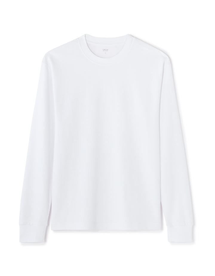 Relaxed long-sleeved cotton blend T-shirt