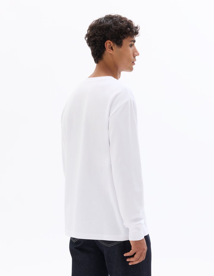 Relaxed long-sleeved cotton blend T-shirt