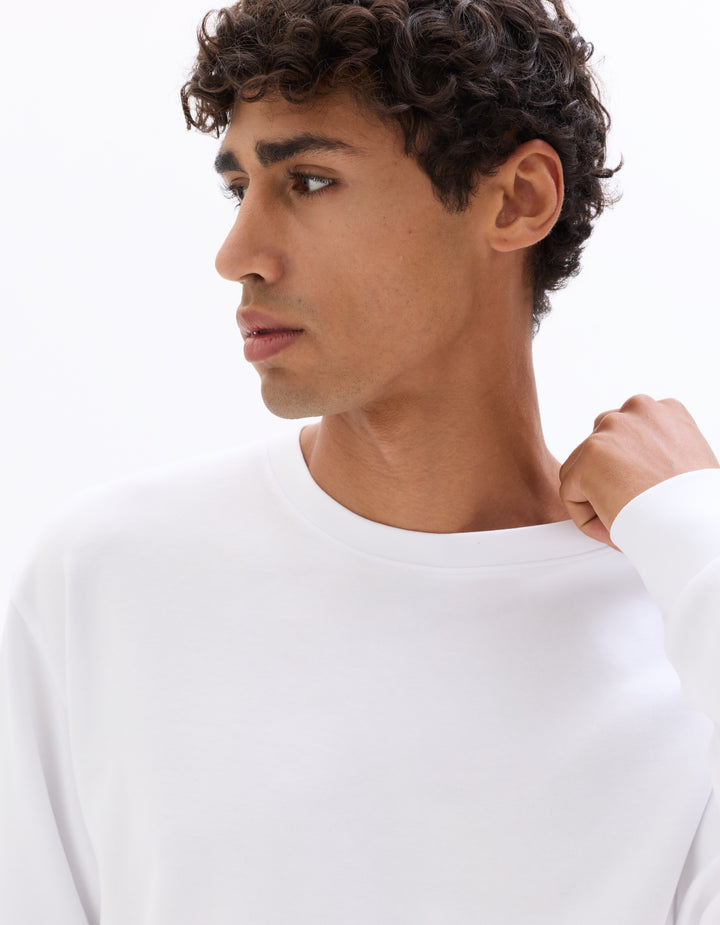 Relaxed long-sleeved cotton blend T-shirt