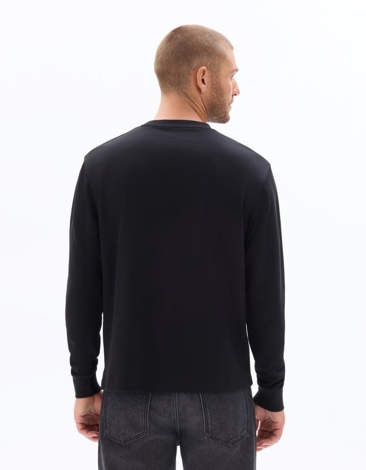 Relaxed long-sleeved cotton blend T-shirt