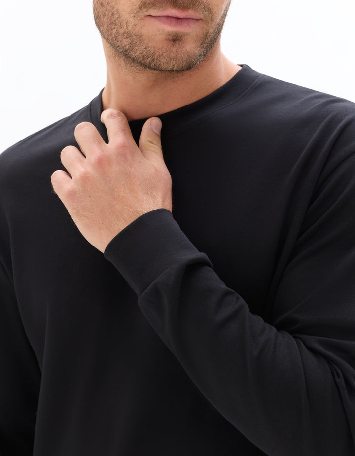 Relaxed long-sleeved cotton blend T-shirt
