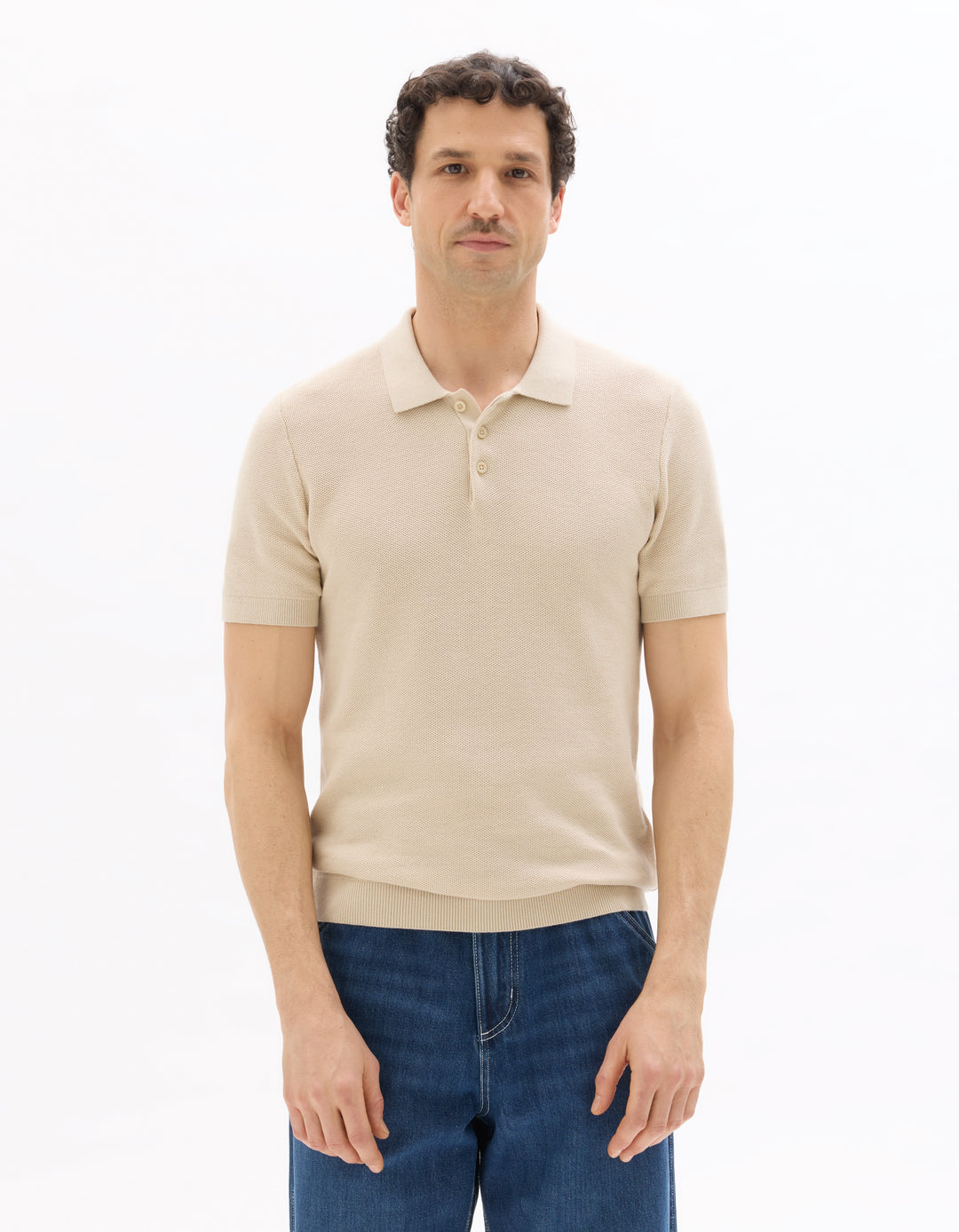Men - Knitted - Polo Shirt - Short sleeves