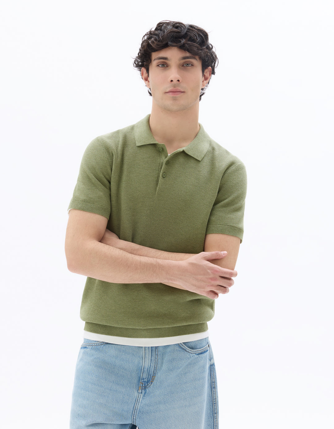 Men - Knitted - Polo Shirt - Short sleeves