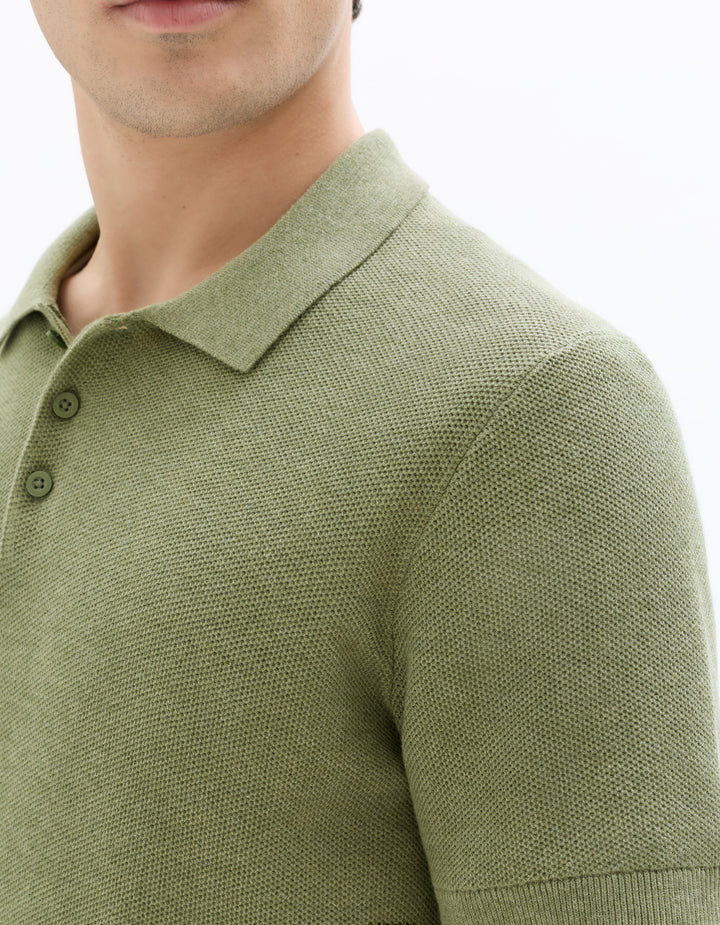 Men - Knitted - Polo Shirt - Short sleeves