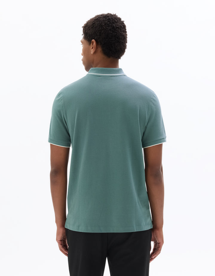 Dark Blue Regular Fit 100% Cotton Piqu Polo
