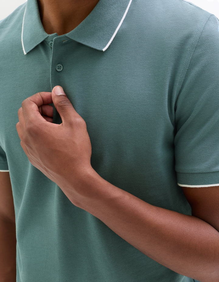 Dark Blue Regular Fit 100% Cotton Piqu Polo