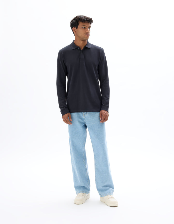 Men - Knitted - Polo Shirt - Long sleeves
