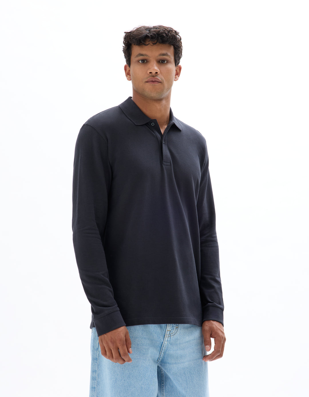Men - Knitted - Polo Shirt - Long sleeves