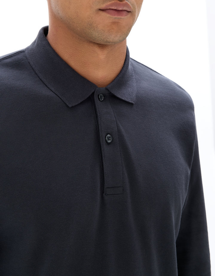 Men - Knitted - Polo Shirt - Long sleeves