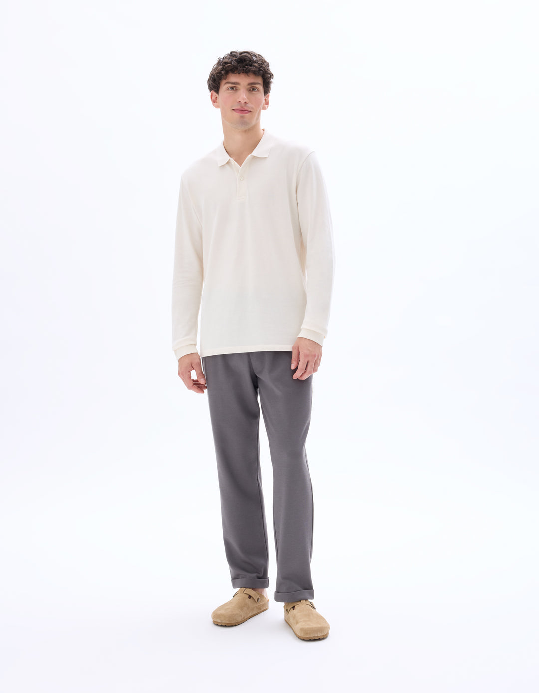 Men - Knitted - Polo Shirt - Long sleeves