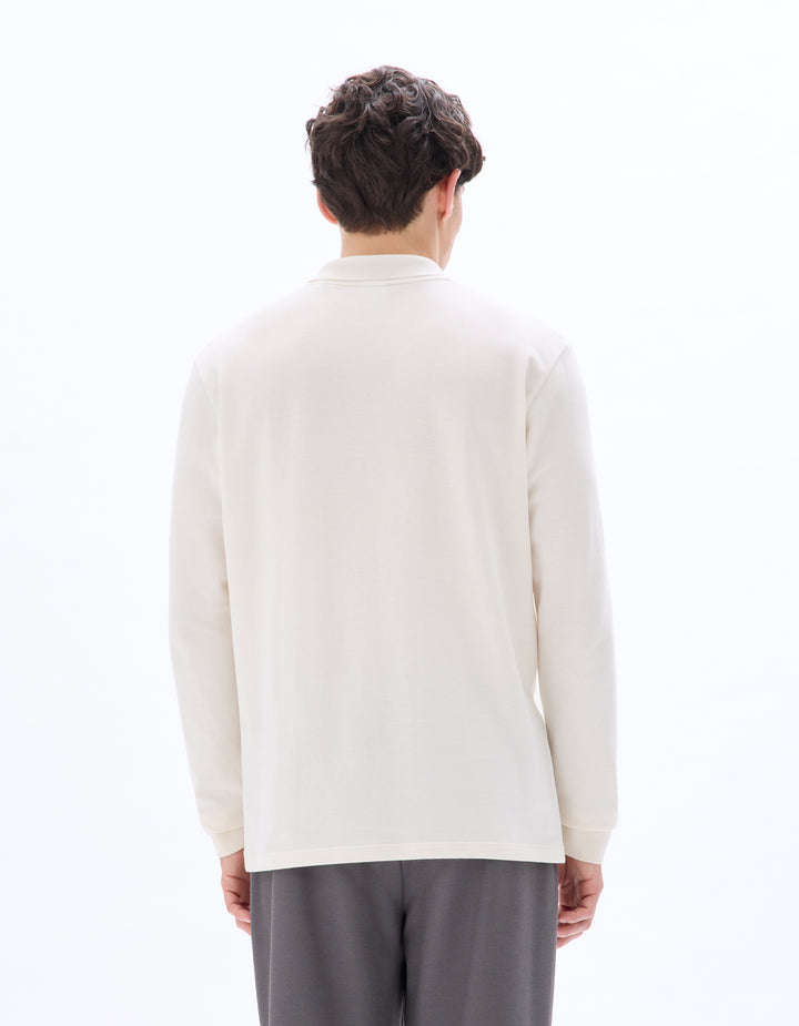 Men - Knitted - Polo Shirt - Long sleeves