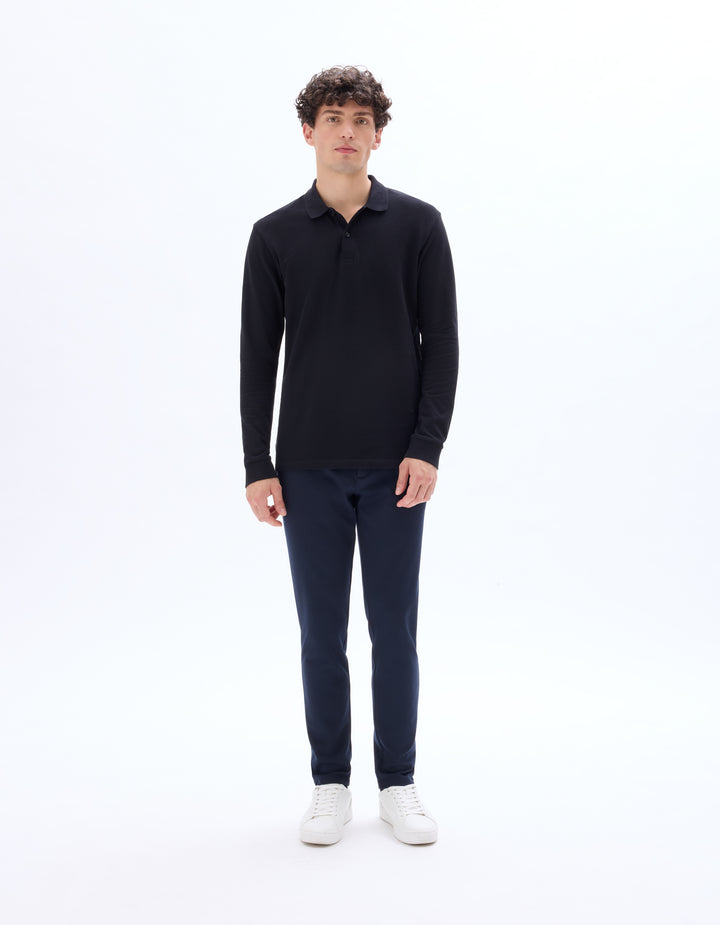 Men - Knitted - Polo Shirt - Long sleeves