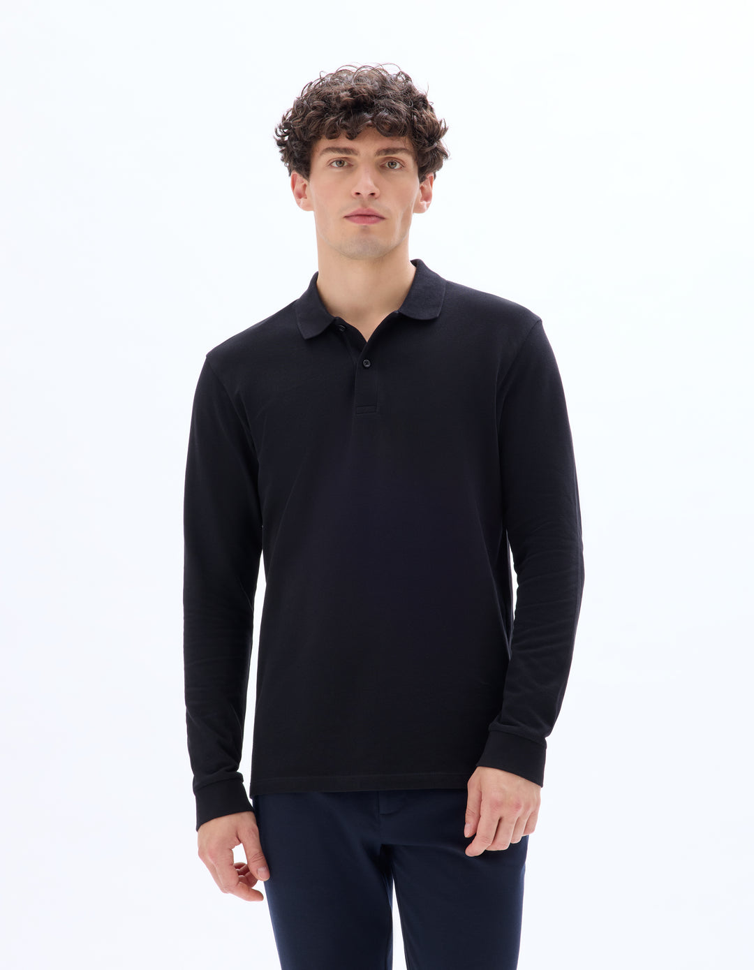 Men - Knitted - Polo Shirt - Long sleeves
