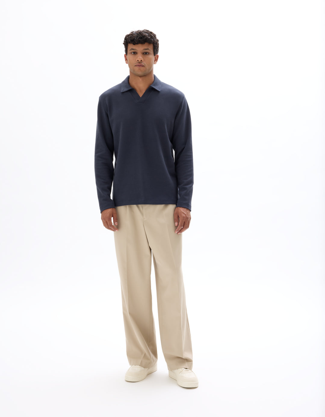 Men - Knitted - Polo Shirt - Long sleeves