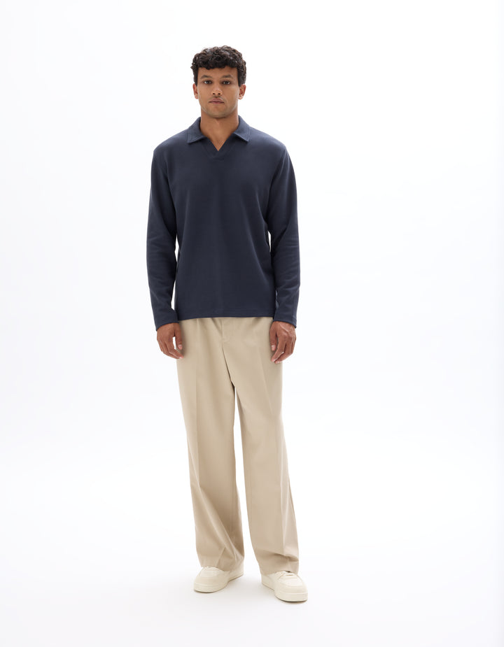 Men - Knitted - Polo Shirt - Long sleeves