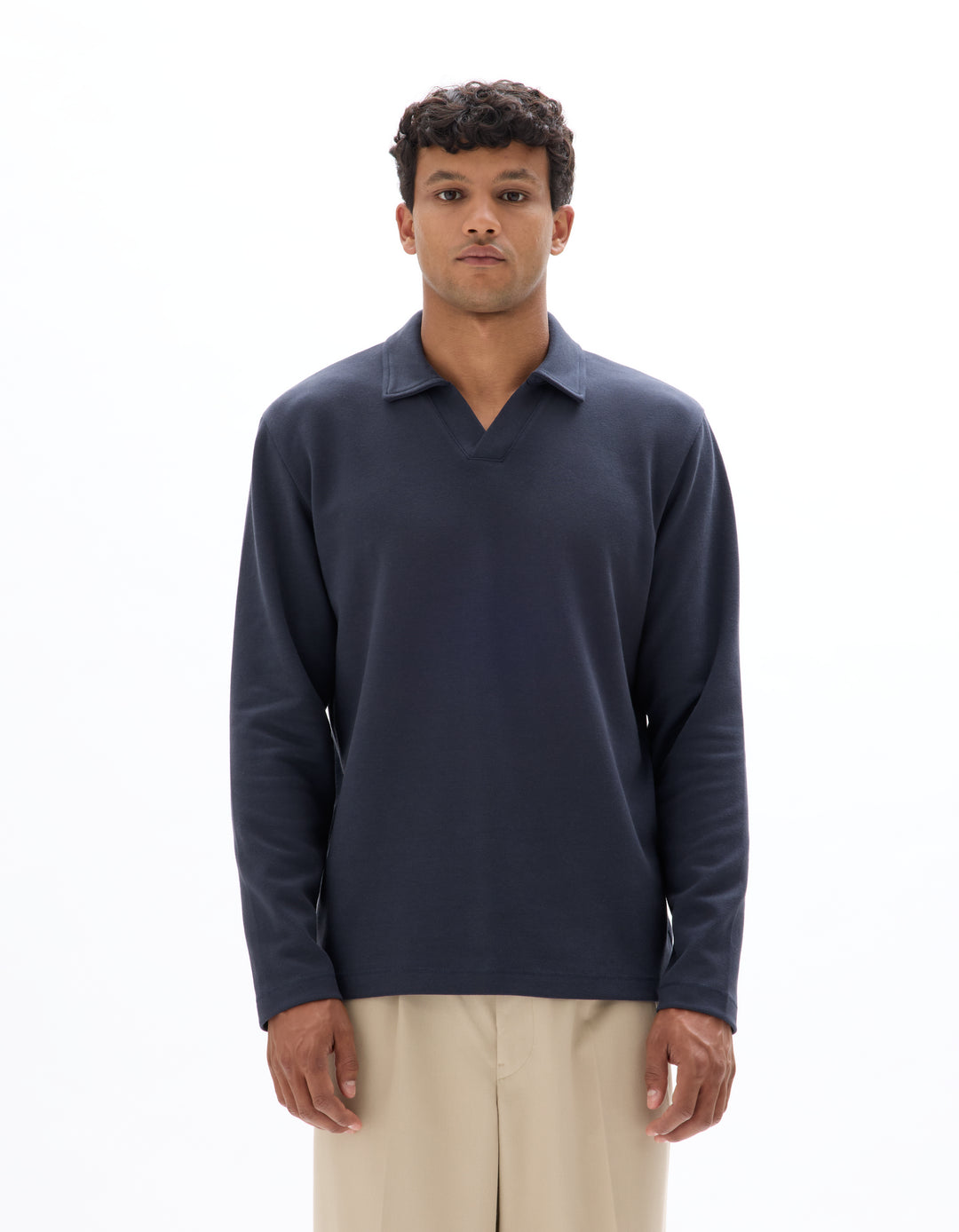Men - Knitted - Polo Shirt - Long sleeves