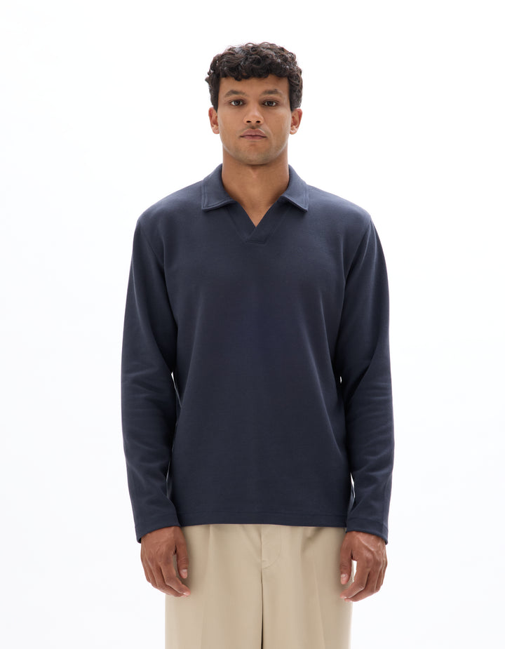 Men - Knitted - Polo Shirt - Long sleeves