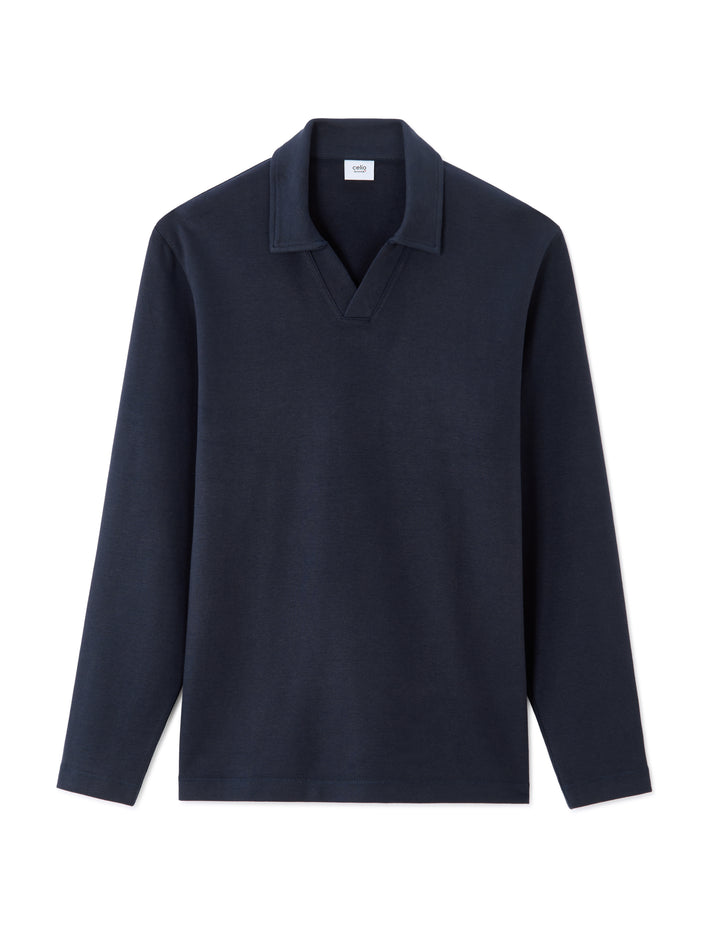 Men - Knitted - Polo Shirt - Long sleeves