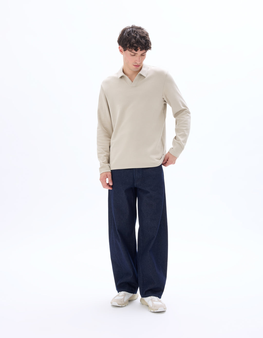Men - Knitted - Polo Shirt - Long sleeves