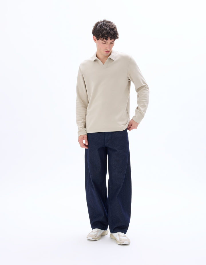 Men - Knitted - Polo Shirt - Long sleeves