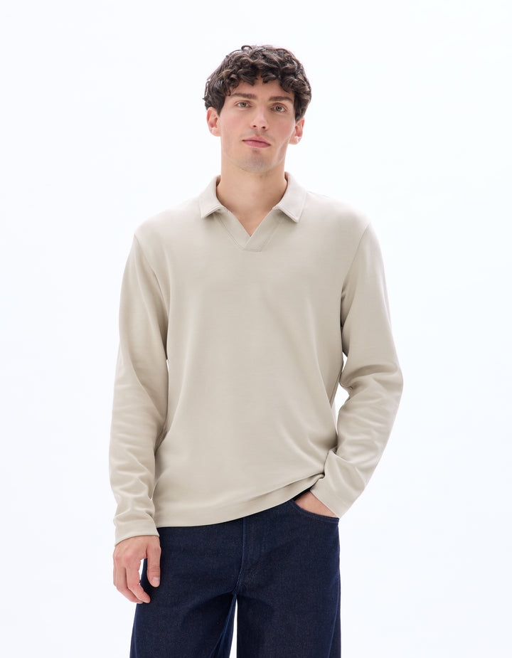 Men - Knitted - Polo Shirt - Long sleeves