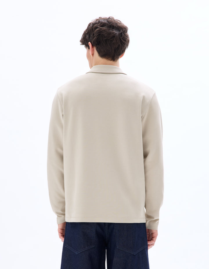 Men - Knitted - Polo Shirt - Long sleeves