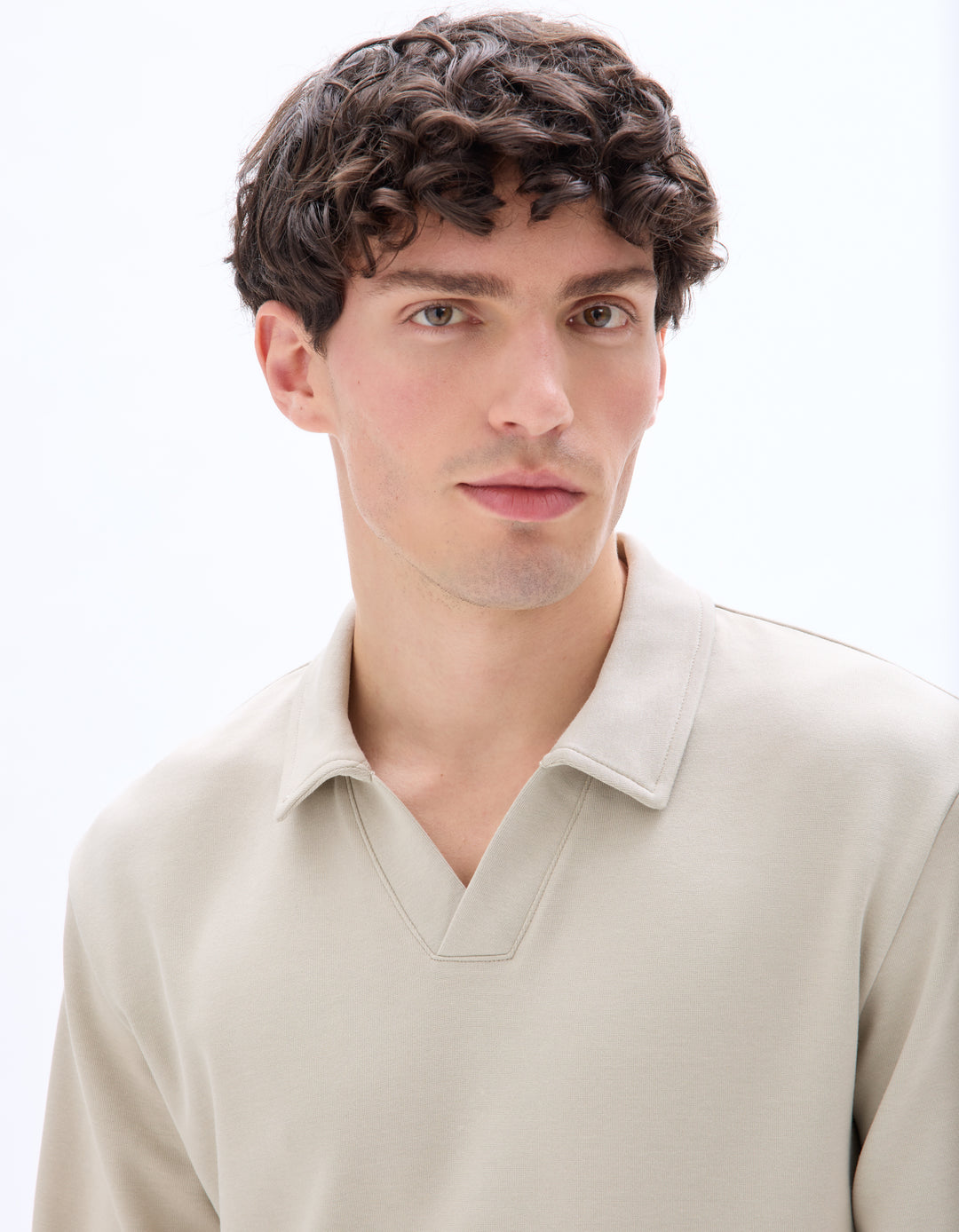 Men - Knitted - Polo Shirt - Long sleeves