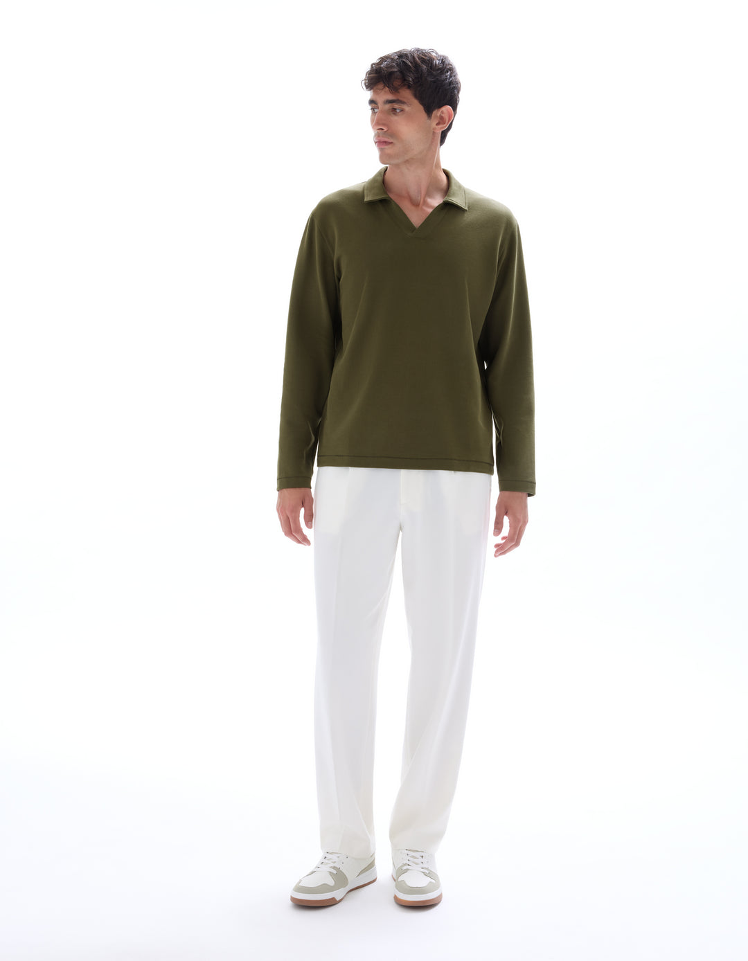 Men - Knitted - Polo Shirt - Long sleeves