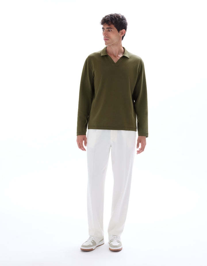 Men - Knitted - Polo Shirt - Long sleeves