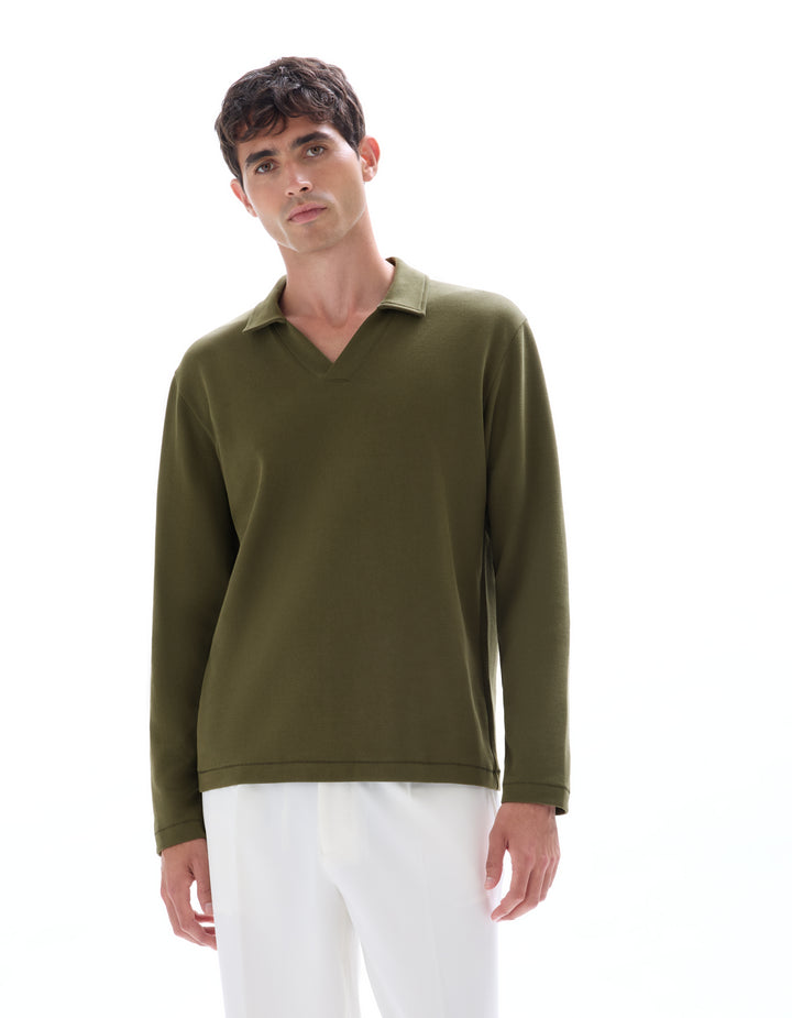 Men - Knitted - Polo Shirt - Long sleeves
