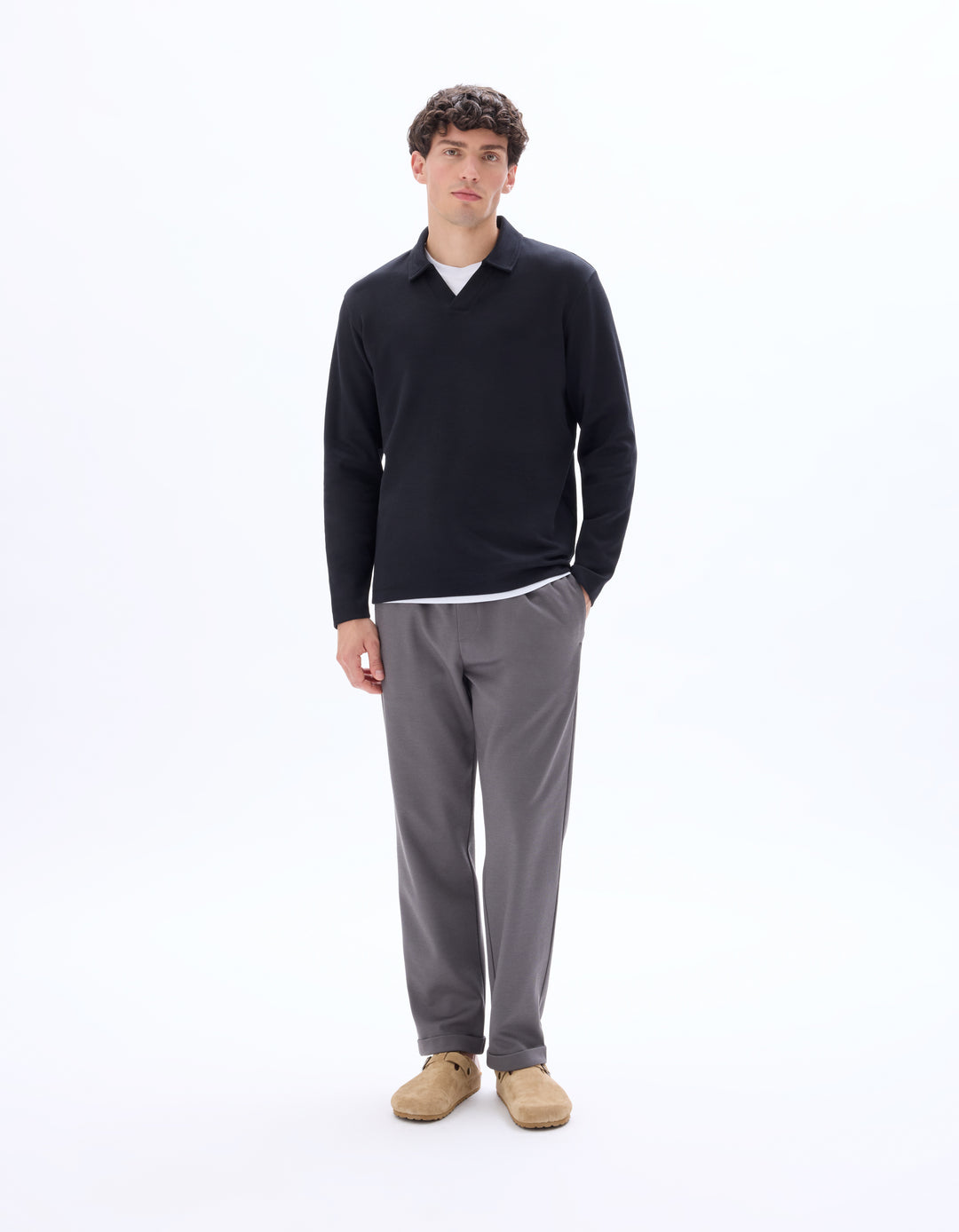 Men - Knitted - Polo Shirt - Long sleeves