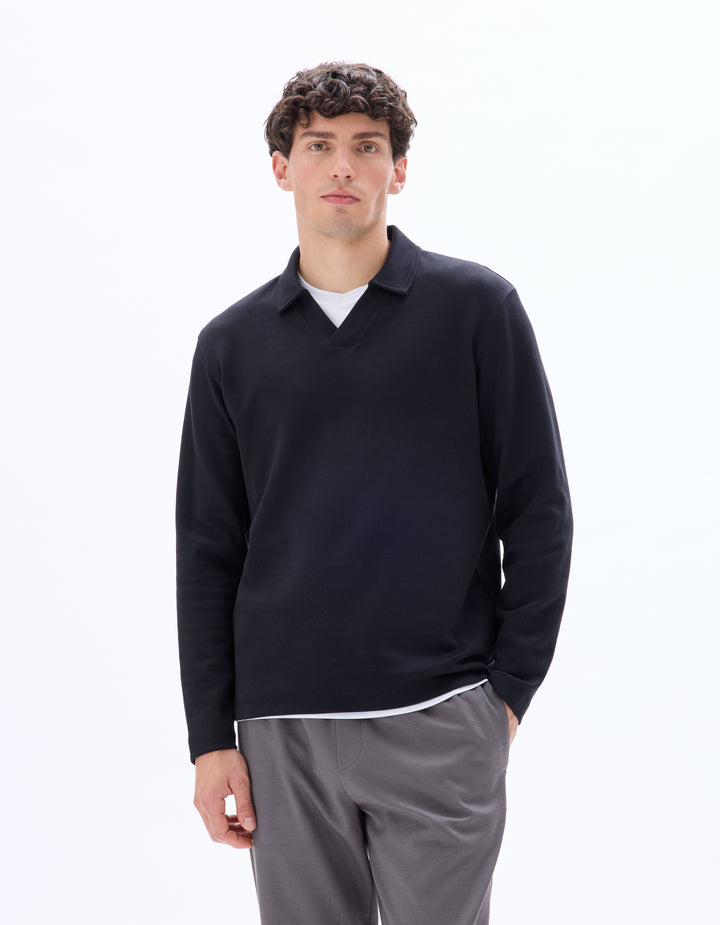 Men - Knitted - Polo Shirt - Long sleeves