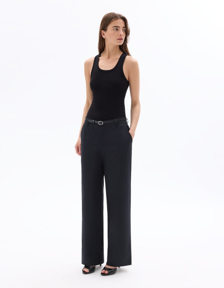 High-waisted straight-leg trousers