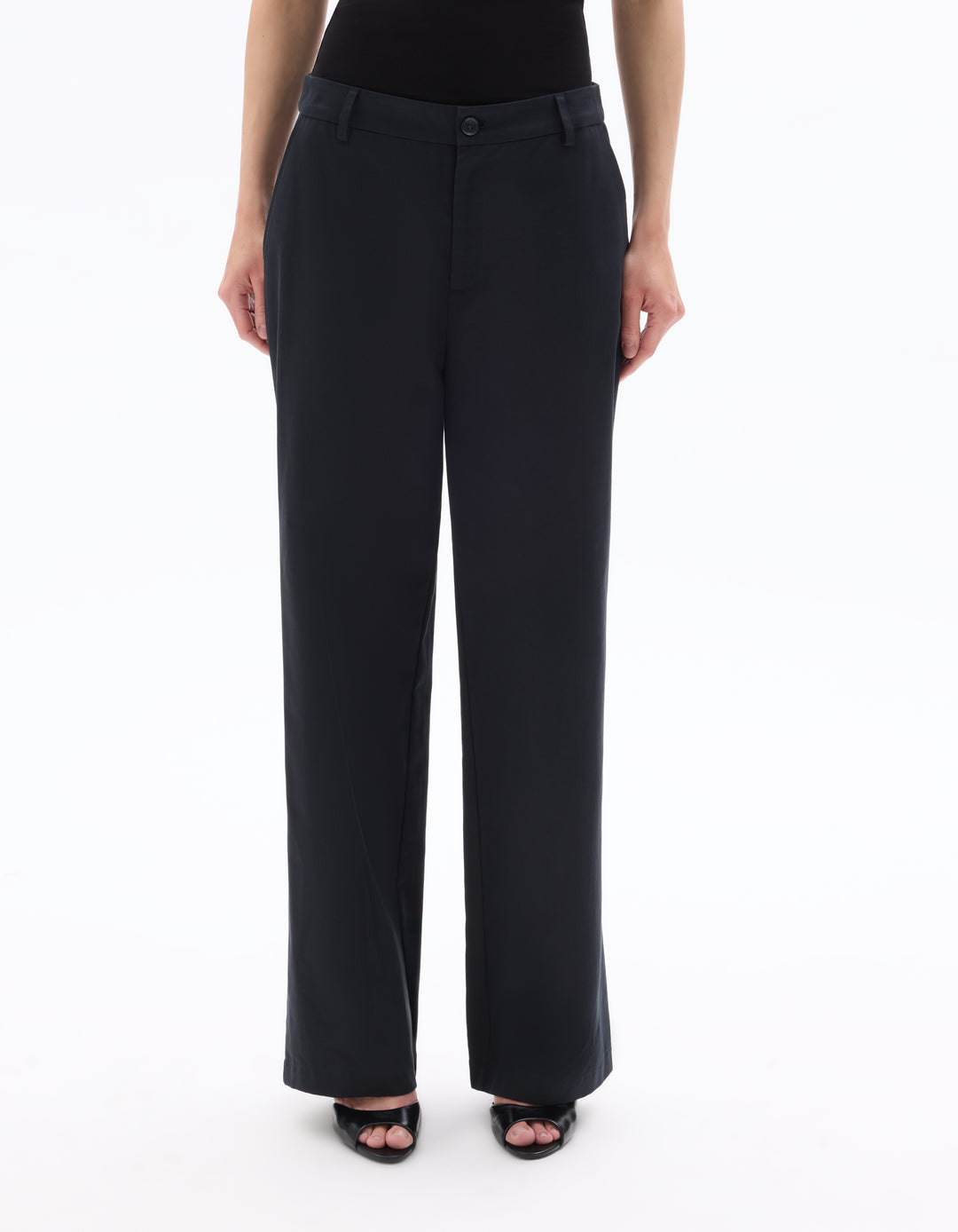 High-waisted straight-leg trousers
