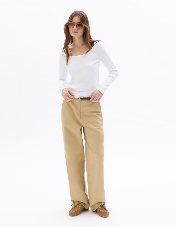 High-waisted straight-leg trousers