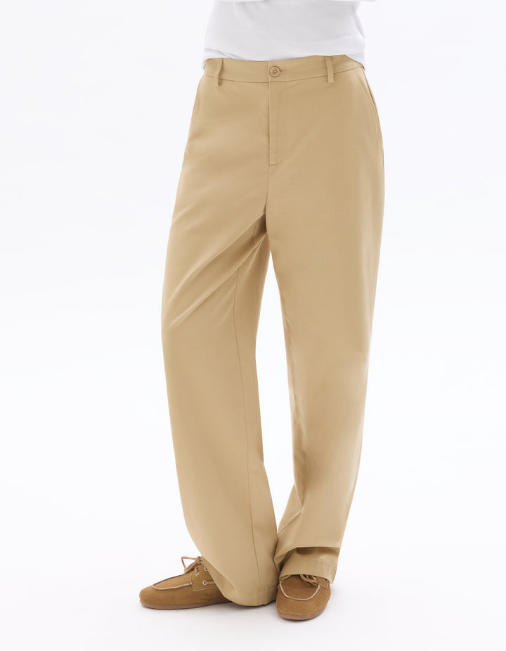 High-waisted straight-leg trousers
