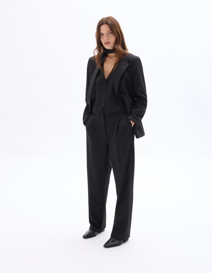 Straight-leg dress trousers with elasticated back