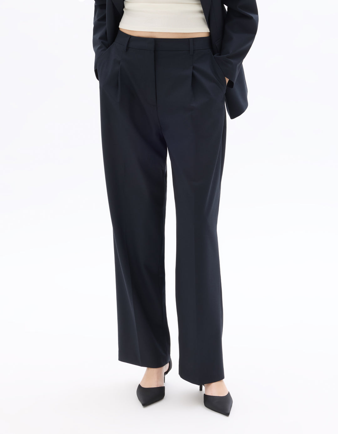 Straight-leg dress trousers with elasticated back
