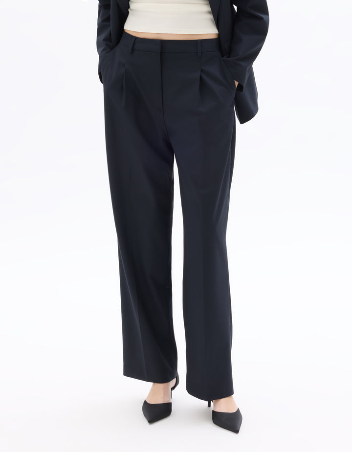 Straight-leg dress trousers with elasticated back