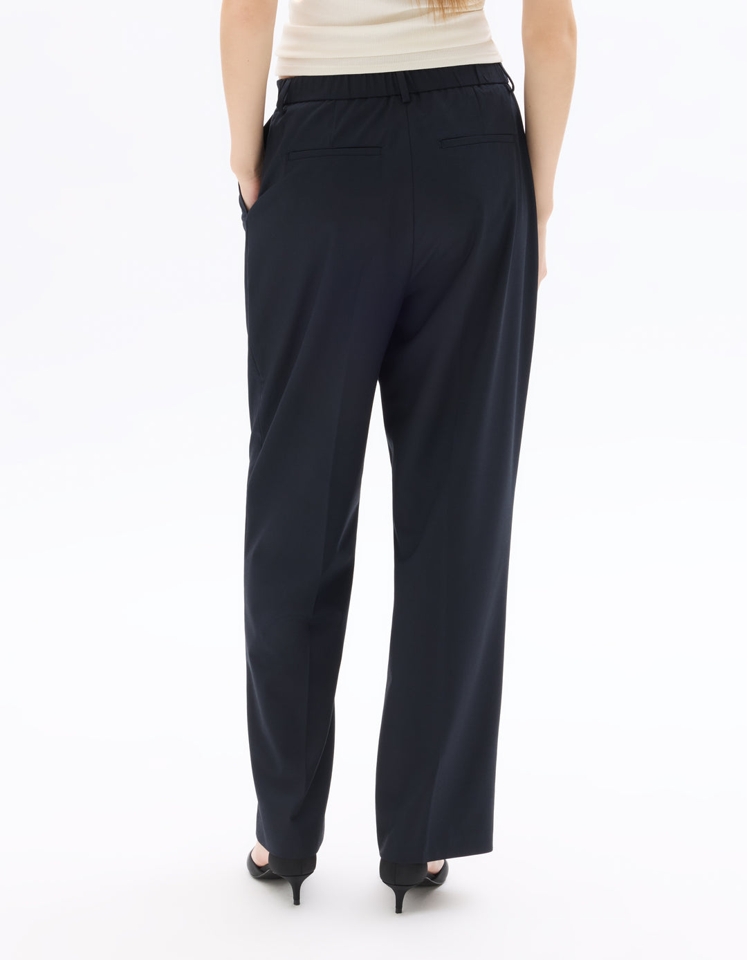 Straight-leg dress trousers with elasticated back