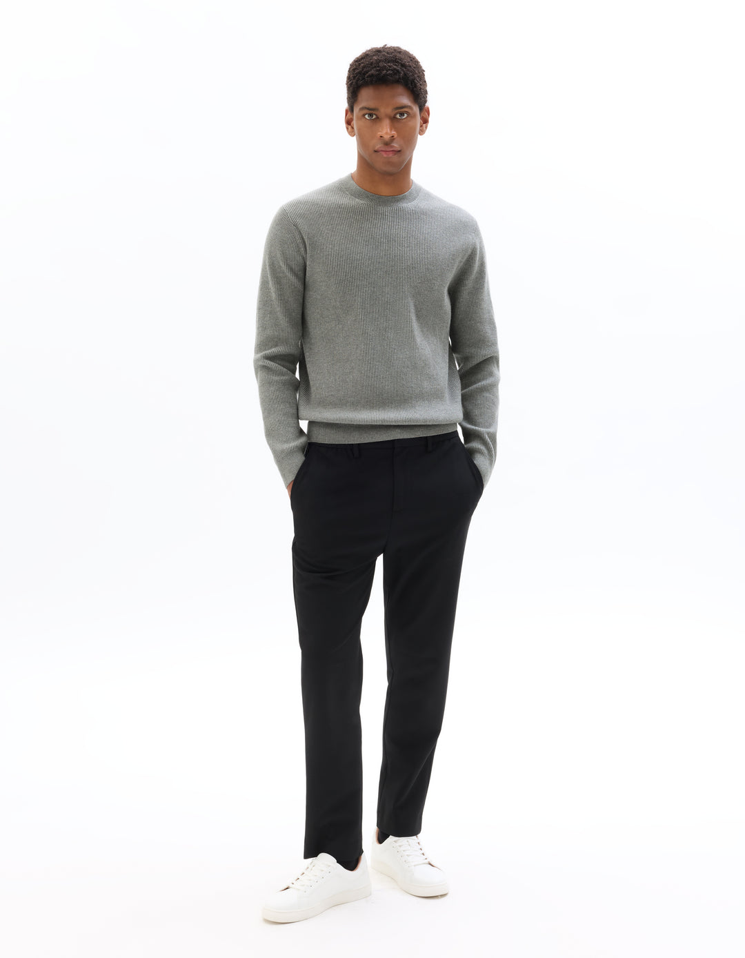Ribbed Round Neck Sweater