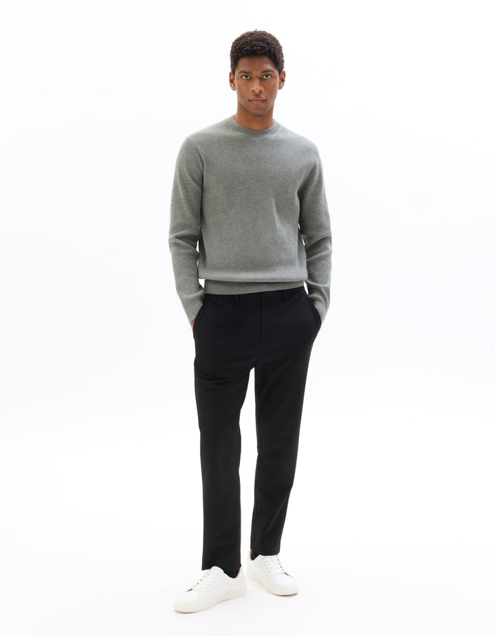 Ribbed Round Neck Sweater