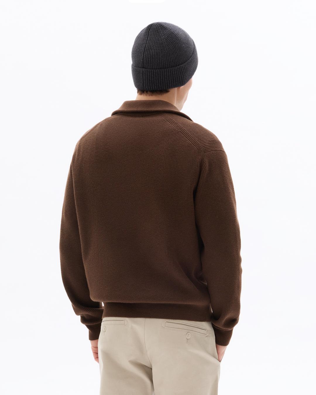Ribbed Mock Neck Zip-Up Sweater