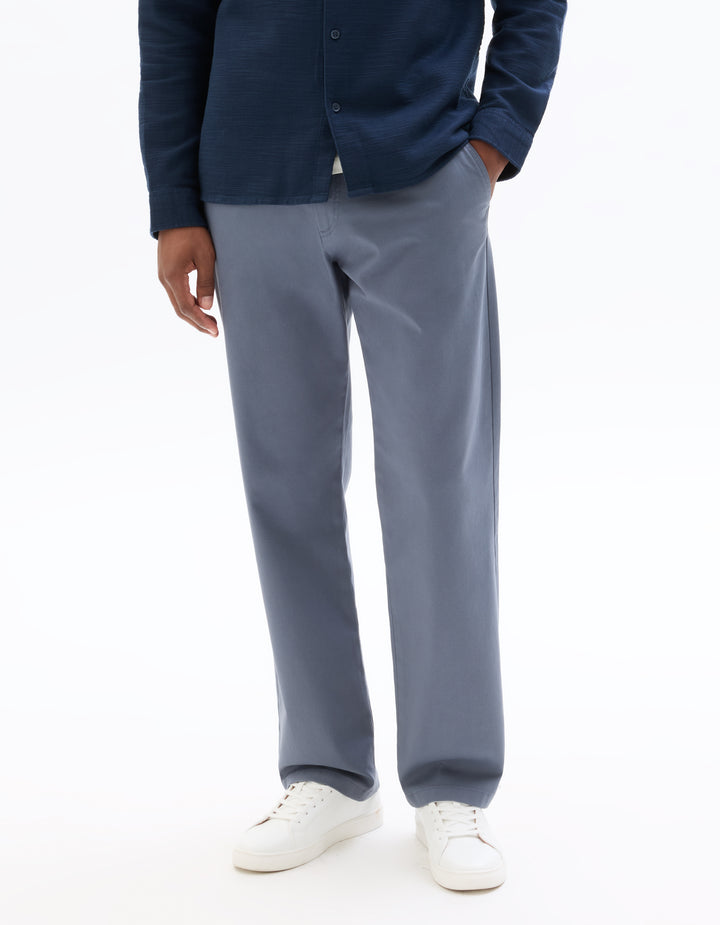 Straight Fit Stretch Cotton Chino Pants - Regular Length