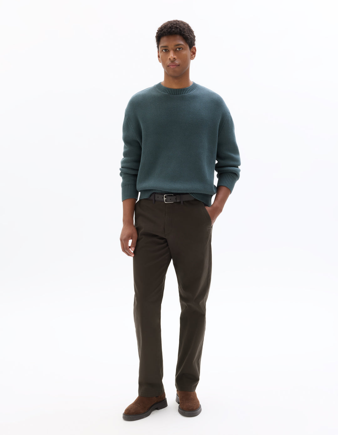 Straight Fit Stretch Cotton Chino Pants - Regular Length