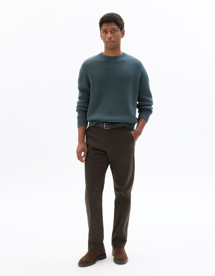 Straight Fit Stretch Cotton Chino Pants - Regular Length