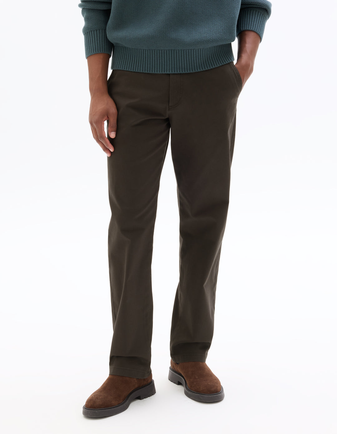 Straight Fit Stretch Cotton Chino Pants - Regular Length