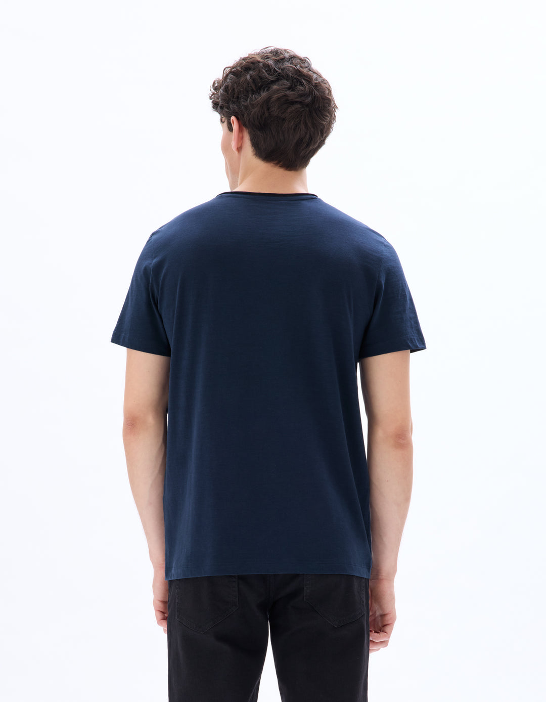 Men - Knitted - T-Shirt - Short sleeves - Henley collar
